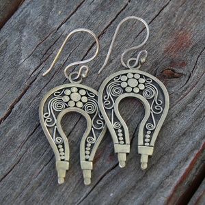 Sterling Southwestern Horseshoe Earrings Dangle